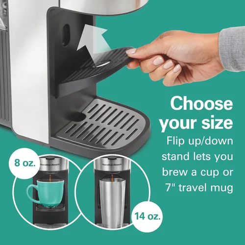 Miniatura 7 de Hamilton Beach The Scoop - Cafetera de una sola porción y cafetera de molido rápido para tazas de 8-14 onzas, se prepara en minutos, depósito