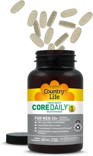 Miniatura 8 de Country Life CORE Daily-1 Multivitamínico para hombres mayores de 50 años, sin gluten, apoyo energético con vitaminas B coenzimadas, probióticos