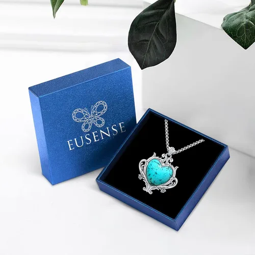 Miniatura 103 de Joyas de turquesa para mujeres y hombres de plata de ley 925 con colgante de urna para cenizas, collar con medallón de imagen, martillo de Thor