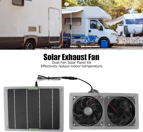 Miniatura 3 de Kit de ventilador solar 100 W 12 V ventilador de escape doble con panel solar para áticos pequeños gallineros invernaderos escape de ventana