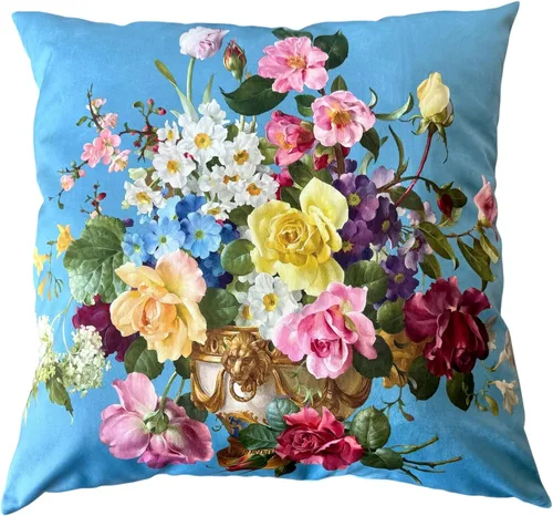 Miniatura 54 de Funda de cojín floral ligera de lujo, 18 x 18 pulgadas, pintura al óleo retro victoriana de doble cara, fondo negro, flor vibrante, funda de cojín