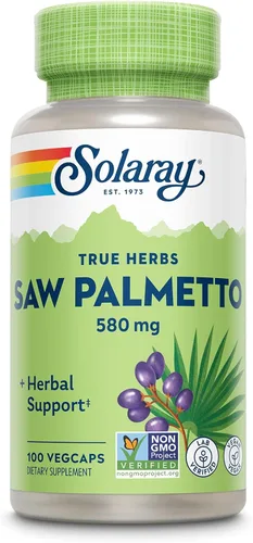 SOLARAY Saw Palmetto Berries 580mg - Suplementos de bienestar para hombres - Saw Palmetto para hombres a medida que envejecen - 3 cápsulas vegetales