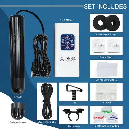 Miniatura 9 de 7 en 1 probador inteligente de calidad del agua, monitor de agua inalámbrico WiFi mide pH/ORP/TDS/EC/salinidad/SG/TEMP, medidor de calidad de agua