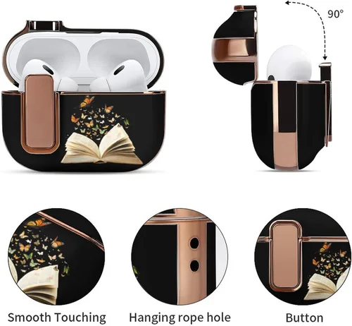 Miniatura 5 de Flying Butterfly from Book - Funda para auriculares compatible con Airpods Pro 2 con hebilla de botón galvanizado
