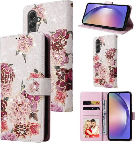 Miniatura 25 de UEEBAI Funda tipo billetera para Samsung Galaxy A16 4G/5G, cubierta de cuero PU con soporte, bloqueo RFID, funda flip con ranuras para tarjetas