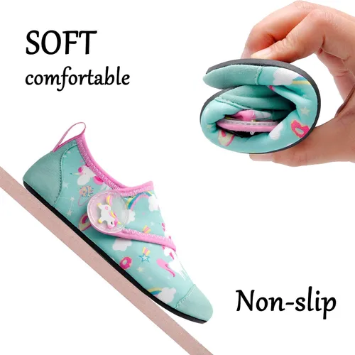 Miniatura 5 de Scurtain - Zapatos acuáticos para niños, calcetines acuáticos de secado rápido con sensación de pies descalzos para niños, niñas y bebés con suela