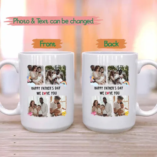 Miniatura 2 de Taza de café de cerámica personalizada para papá, taza de té blanca para feliz cumpleaños, taza de café para papá, taza de viaje con texto/foto