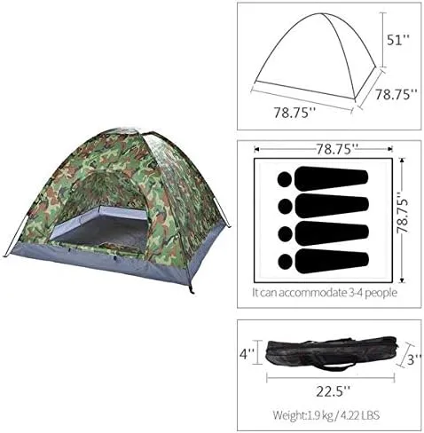 Miniatura 3 de Tienda de campaña para 3-4 personas, impermeable, pop-up para deportes al aire libre, con bolsa de transporte, protección UV, refugio solar