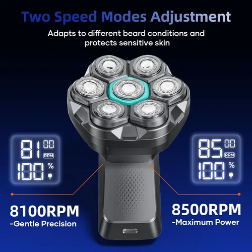 Miniatura 2 de kensen Afeitadoras de cabeza 7D para hombres calvos, afeitadoras de cabeza calva de doble velocidad con pantalla LED, maquinilla de afeitar Negro