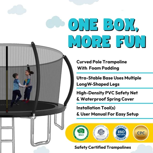 Miniatura 4 de SkyBound Trampolín con red de seguridad – Trampolín grande de 10 pies, 12 pies, 14 pies, para patio trasero, al aire libre, aprobado por ASTM