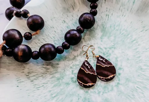 Miniatura 35 de Dangle Earrings for Women Colorful Dangling Drop Statement Jewelry Printed MDF Wood Teardrop Double Side Print Handmade by The Painted Pug