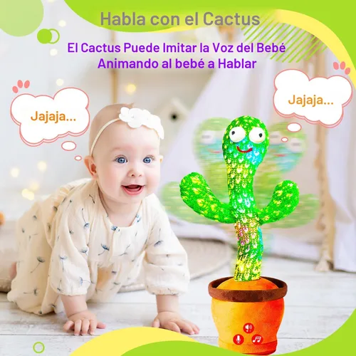 Miniatura 4 de Juguetes recargables para bebés, juguete de cactus que habla y baila para bebé, volumen ajustable, canto, imitación, repetición, juguetes infantiles