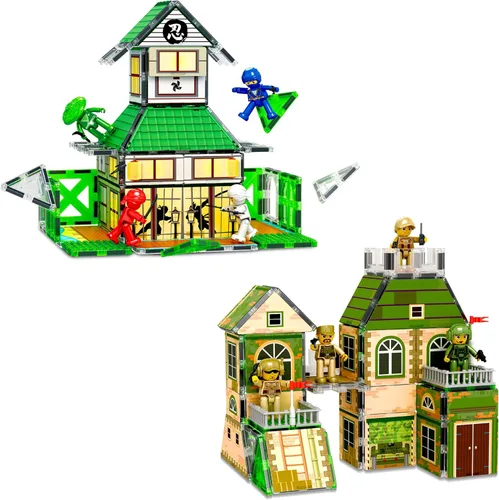 Miniatura 13 de PicassoTiles 70 piezas Edad Media Medieval y Tema de Castillo 2 en 1 8 Figuras de Acción de Personajes Imantados Ladrillos de Construcción Medieval