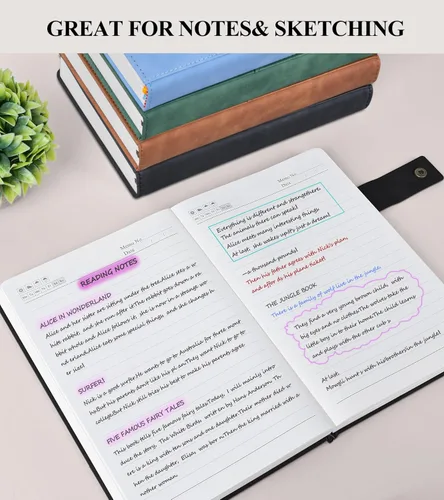 Miniatura 3 de PAIBAS Cuaderno de diario con líneas gruesas de 365 páginas para hombres y mujeres, diarios grandes de cuero A4 para escribir, cuadernos de tapa