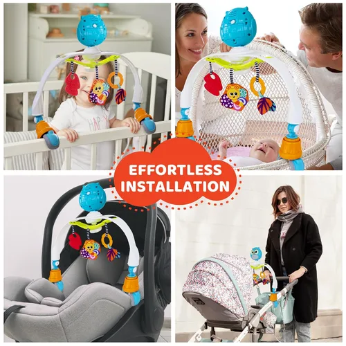 Miniatura 6 de Arco de juguete para cochecito de bebé con música relajante y luces - Arco de actividad ajustable y accesorios de juego - Barra de juguete para bebé
