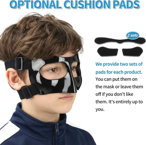 Miniatura 5 de QK01 - Protector de nariz para nariz rota, máscaras faciales para fútbol, baloncesto y otros deportes, ajustable, para niños, adolescentes