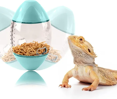 Miniatura 5 de ALI2 Juguete de comedero de lagarto con forma de rugby interactivo para reptil de dragón barbudo, lagarto, gecko y animales pequeños Verde