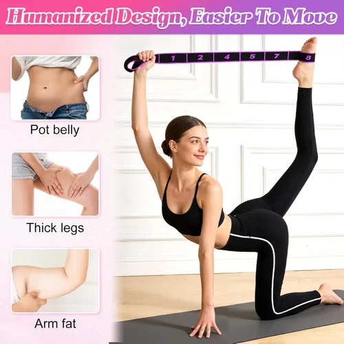 Miniatura 7 de 3 unidades de bandas de resistencia de fitness para estiramiento y yoga, bandas de resistencia de fitness con asas, ejercicio de tirador de moda