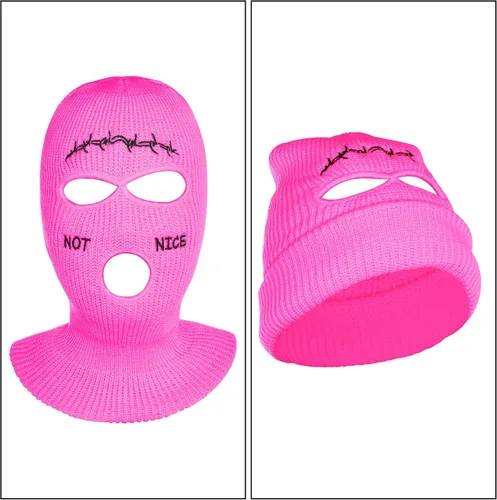 Miniatura 3 de choyaxo 3 Hole Ski Mask Full Face Cover Knitted Balaclava for Men Women Winter Outdoor Sports