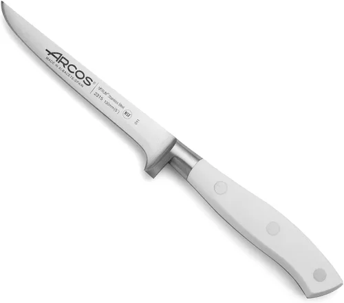 Miniatura 14 de Arcos Cuchillo forjado dentado de acero inoxidable de nitrum de 5 pulgadas y hoja de 5.118 in. Mango ergonómico POM de polioximetileno. Serie Blanco