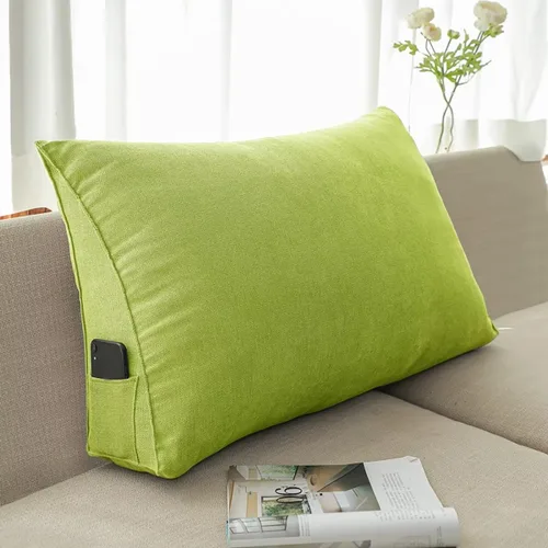 Miniatura 9 de Almohada triangular de cuña negra y gris para sentarse en la cama, cojín de cuña para respaldo, soporte lumbar de espalda, almohada tapizada