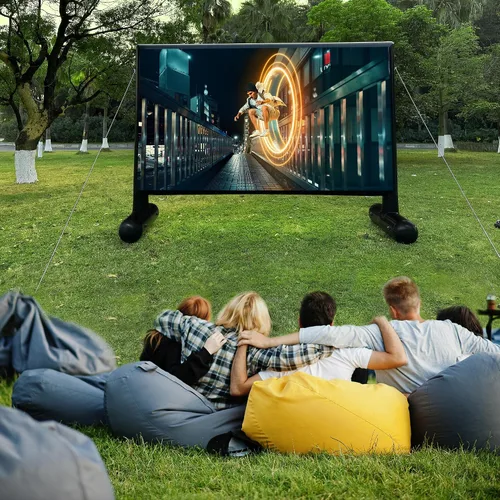 Miniatura 7 de Pantalla de proyector inflable, pantalla de cine inflable de PVC de 11 pies, diseño hermético al aire libre con bomba de aire de 600 W