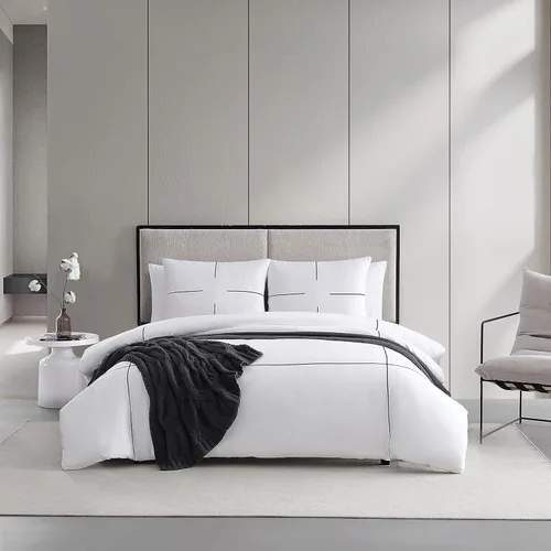 Miniatura 16 de Vera Wang - Juego de funda de edredón tamaño Queen, juego de ropa de cama de algodón suave con fundas a juego, artículos esenciales elegantes