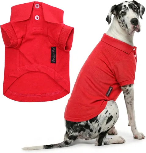 Miniatura 35 de Parisian Pet Polo para perro – Camisa de algodón transpirable en amarillo sólido – Ropa de verano tipo pullover con cuello abotonado para perros