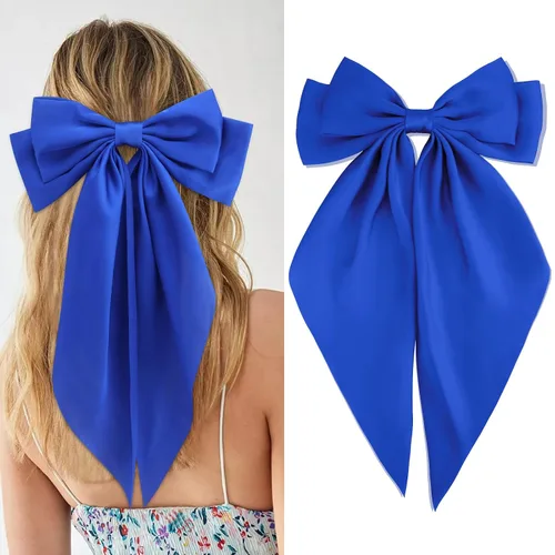 Miniatura 24 de Velscrun Lazos para el cabello para mujeres y niñas, 3 unidades, lazo blanco, lazo negro, azul marino, lazos grandes para el cabello con clip, lazos