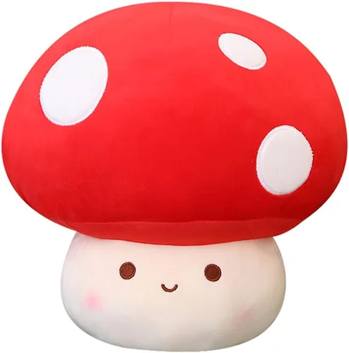 Miniatura 11 de Almohada de felpa de hongos verdes de 14 pulgadas, bonita decoración de hongos grandes, peluche de peluche, juguete suave regalo para niñas, niños