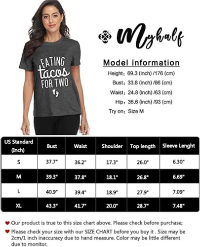 Miniatura 5 de Eating Tacos for Two Maternity Shirt Cute Graphic Letter Print T-Shirt Pregnancy Announcement Short Sleeve Tees Tops