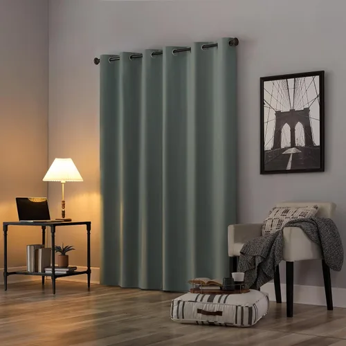 Miniatura 2 de Sun Zero Cyrus - Par de paneles de cortinas térmicas 100% opacas con ojales Azul Misty