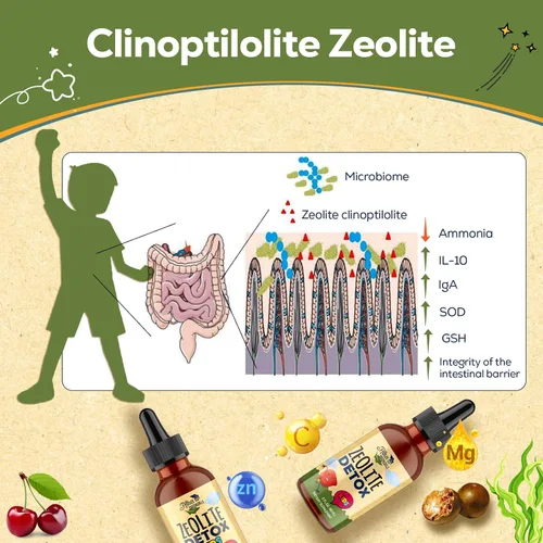 Miniatura 5 de Zeolite Detox para niños - Suplemento desintoxicante, suave, natural y de sabor dulce, contiene zeolita de clinoptilolita, vitamina C, magnesio