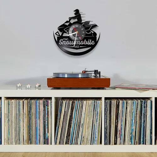Miniatura 3 de Reloj de pared de 12 pulgadas, para motos de nieve, carreras, reloj de pared de vinilo LP, artesanía, motocicleta, máquina de nieve, reloj de viaje