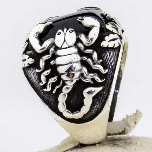 Miniatura 3 de Anillo elegante de ónix de plata de ley 925 con diseño de escorpión para hombre