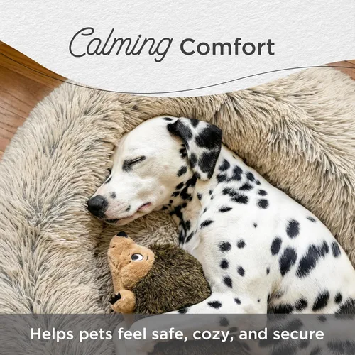 Miniatura 4 de Best Friends by Sheri - The Original Calming Donut - Cama calmante en forma de dona para perros y gatos - Pelo largo, gris escarcha, XL, 45 x 45