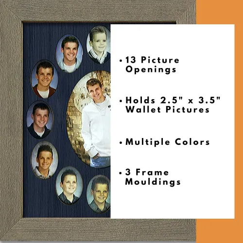 Miniatura 6 de Northland - Marco de fotos para años escolares, collage ovalado, capacidad para doce (12) fotos de cartera escolar de 2 x 3 pulgadas y 5 x 7