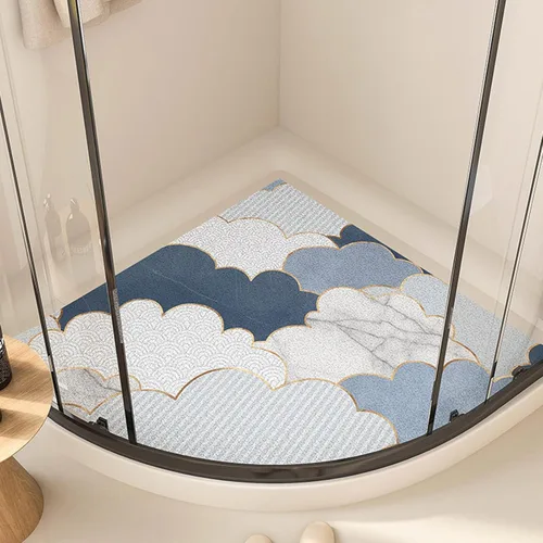 Miniatura 9 de Alfombrilla de ducha antideslizante para esquina con agujeros de drenaje, alfombrilla de ducha de loofah de PVC, alfombrilla de baño de secado
