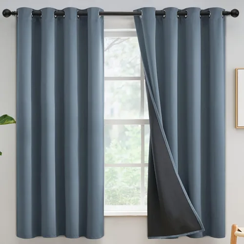 Miniatura 230 de Yakamok Cortinas negras, cortinas de ventana con aislamiento térmico y eficiencia energética para dormitorio, cortinas opacas completas y cortinas