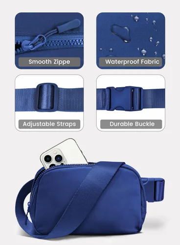 Miniatura 4 de Meyfancy Riñonera para mujer, riñoneras, bolsas cruzadas con correa ajustable para correr, viajar, entrenar, impermeable, Azul (Peacock)