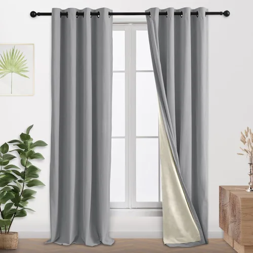 Miniatura 9 de Cortinas 100% opacas de terciopelo con forro de 63 pulgadas de largo, 2 paneles para sala de estar, aislamiento térmico, ahorro de energía