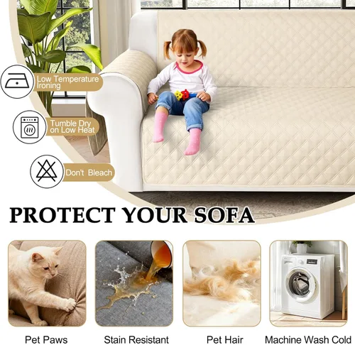 Miniatura 5 de HDCAXKJ Funda impermeable para sofá modular en forma de L, fundas seccionales de esquina lavables, a prueba de mascotas, protector de muebles