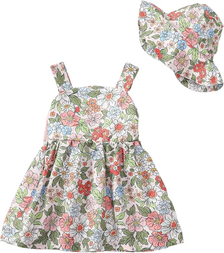 Miniatura 16 de Vestido para bebé recién nacida niña pequeña Vestido para niña pequeña de cuello halter sin mangas con flores Vestido de verano para niña de espalda