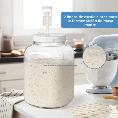 Miniatura 6 de Paquete de 2 frascos grandes de fermentación, frascos de vidrio de 1.5 galones con tapa 100% hermética y 3 válvulas de fermentación, frascos grandes