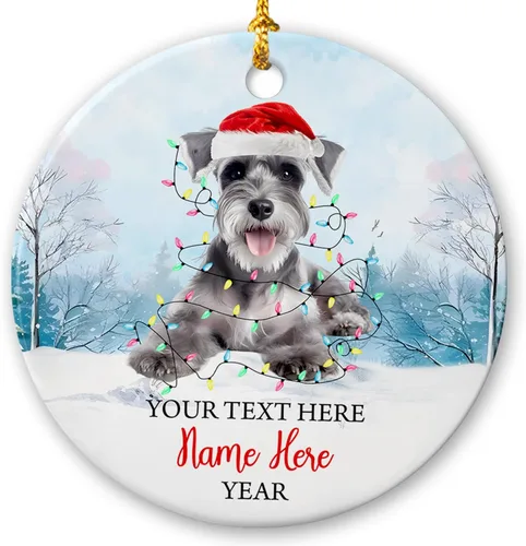 Miniatura 21 de Adorno de cerámica de Alaska Malamute de Feliz Navidad, decoración personalizada de Papá Noel, perro de Alaska Malamute nombre de perro, decoración