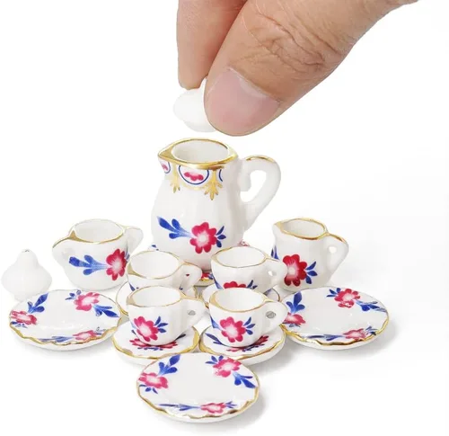 Miniatura 11 de Odoria 1:12 Miniatura 15pcs porcelana azul Chintz taza de té Set (azul)