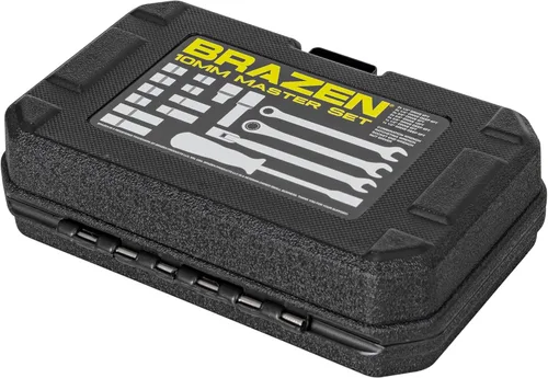 Miniatura 7 de BRAZEN Juego Maestro de 10mm - 12 zócalos, tres llaves, un destornillador de tuercas - ¡Todo de 10mm!