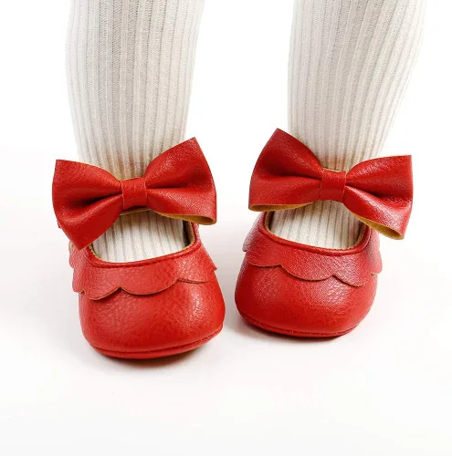 Miniatura 2 de LAFEGEN Zapatos planos Mary Jane para bebés y niñas con Bownot, suela suave, suela suave, piel sintética, recién nacidos, para primeros pasos
