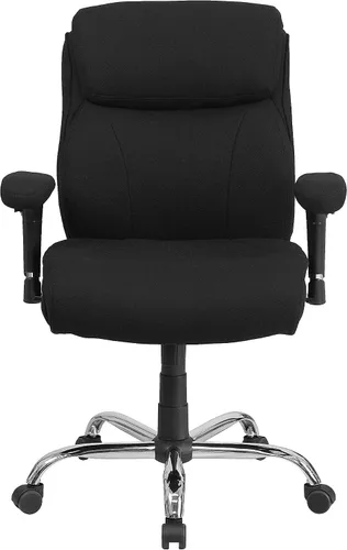 Flash Furniture HERCULES Series Big & Tall - Silla de oficina ergonómica de tela negra de 400 libras con costuras de línea y brazos ajustables