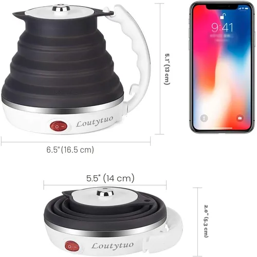 Miniatura 9 de Tetera eléctrica plegable de silicona de grado alimenticio ultrafina mejorada para viajes, protección contra hervir en seco, portátil con voltaje